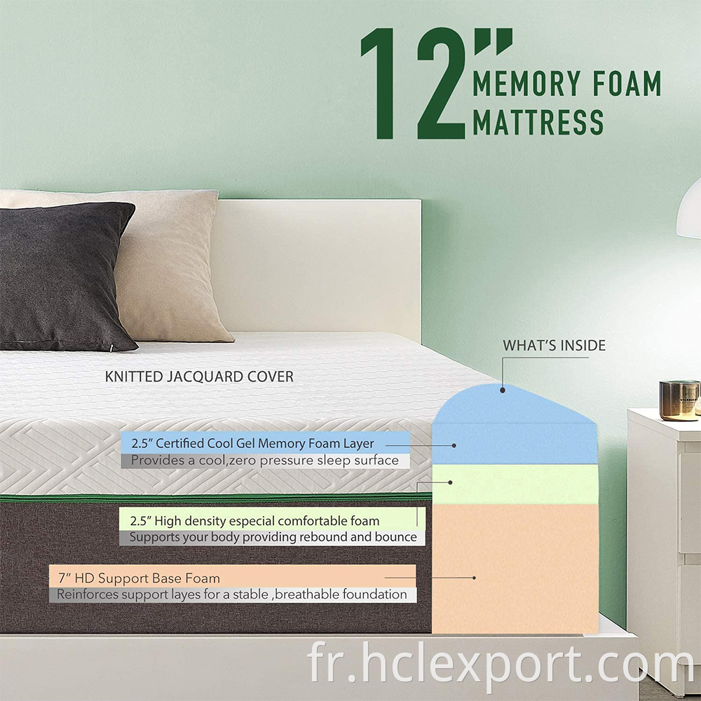 Sleep Well Twin Single Gel Memory King Size Compress Memory Memory Foam Matelas Roule Mattress en mousse bon marché